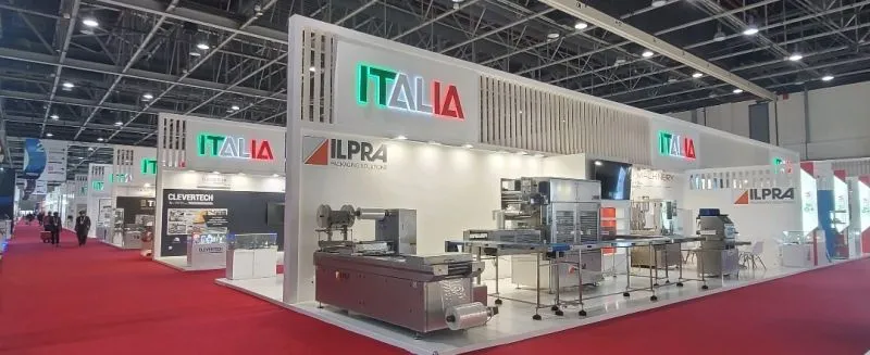 نمونه کارهای غرفه سازی صنایع غذایی برتر سال گذشته 16 پاویون ایتالیا در Gulfood 2023