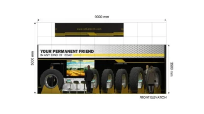 Maxima 9x9 81 meter booth for auto parts and tires exhibition